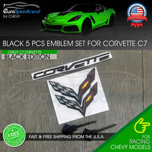 Load image into Gallery viewer, 5 Emblem for 14-19 Corvette C7 Black Front Rear Fender Cross Flag Emblem Set