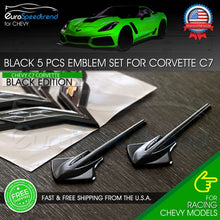 Load image into Gallery viewer, 5 Emblem for 14-19 Corvette C7 Black Front Rear Fender Cross Flag Emblem Set