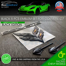 Load image into Gallery viewer, 5 Emblem for 14-19 Corvette C7 Black Front Rear Fender Cross Flag Emblem Set