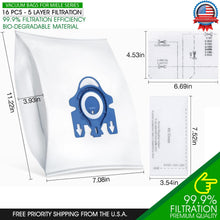 Load image into Gallery viewer, 16x Vacuum Bags + Filters for Miele GN FJM S2 S5 S8 C1 C2 C3 Self-Sealing Bags