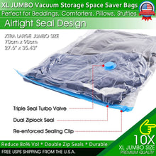 Load image into Gallery viewer, XL Jumbo Vacuum Storage Bags Comforters Bedding Clothes Space Saver w/ Hand Pump