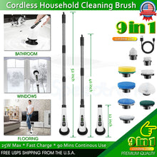 Load image into Gallery viewer, Cordless Electric Spin Scrubber Extendable Handle 9 Cleaner Brush 2 Speed Power