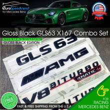 Load image into Gallery viewer, GLS63 AMG V8 BITURBO 4MATIC+ Star Trunk Emblem Black Combo Set For Mercedes Benz X167