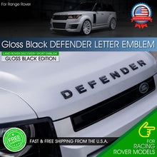 Load image into Gallery viewer, DEFENDER Letter Emblem Fit Land Rover Gloss Black Front Hood Badge Defender 2019-2026