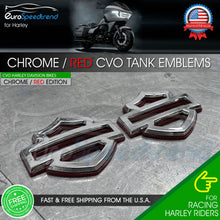 Load image into Gallery viewer, Harley CVO Custom Tank Emblems Chrome Red 3D Logo Road Glide Set of 2