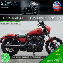 Load image into Gallery viewer, Harley CVO Custom Tank Emblems Gloss Black Red 3D Logo Road Glide Set of 2