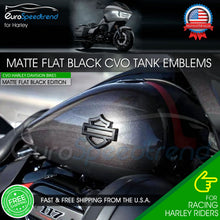Load image into Gallery viewer, Harley CVO Custom Tank Emblems Matte Flat Black 3D Logo Road Glide Set of 2