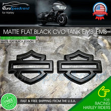 Load image into Gallery viewer, Harley CVO Custom Tank Emblems Matte Flat Black 3D Logo Road Glide Set of 2