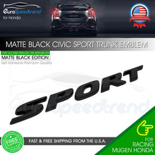 Load image into Gallery viewer, Sport Letters For Honda Civic Matte Black Rear Emblem Trunk Lid Badge Nameplate