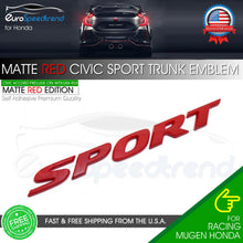 Load image into Gallery viewer, Sport Letters For Honda Civic Matte Red Rear Emblem Trunk Lid Badge Nameplate