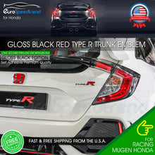 Load image into Gallery viewer, Type R Black Red Emblem For Honda Acura Rear Trunk Lid Racing SPort Nameplate Badge