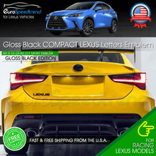 Load image into Gallery viewer, Scripted Lexus Letter Compact Emblem For Lexus Gloss Black Trunk Lid Logo Badge 3D F-Sport