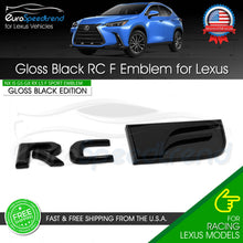 Load image into Gallery viewer, Gloss Black RC F Letter Trunk Emblem For Lexus Rear Badge Nameplate F-Sport