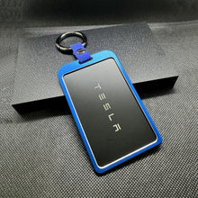 Load image into Gallery viewer, Blue Aluminum Key Card Holder Protector Key Ring Accessories Tesla Model 3 Y S X
