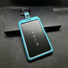 Load image into Gallery viewer, Sky Blue Aluminum Key Card Holder Protector with Key Ring Tesla Model 3 Y S X