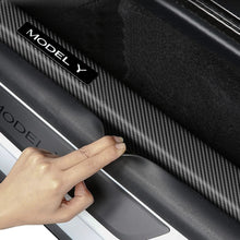 Load image into Gallery viewer, Carbon Look Door Sill Protector Tesla Model Y Accessories 5 Seater Front Rear
