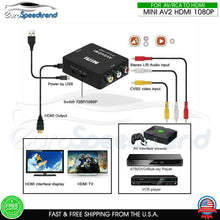Load image into Gallery viewer, RCA AV to HDMI Converter Adapter 1080P Composite CVBS TV PC Wii NES PS3 STB Xbox