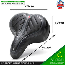 Load image into Gallery viewer, Gel Bike Saddle Wide Seat Cushion Soft Comfy Big Bum Pad Cruiser Bicycle E-Bike
