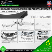 Load image into Gallery viewer, Universal Carbon Fiber Look Sedan Front Lip Bumper Splitter Spoiler Car Body Kit