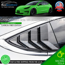 Load image into Gallery viewer, For 2017-2021 Tesla Model 3 Carbon Fiber Rear Side Window Louver Shutter Covers