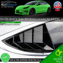 Load image into Gallery viewer, For 2017-2021 Tesla Model 3 Gloss Black Rear Side Window Louver Shutter Covers