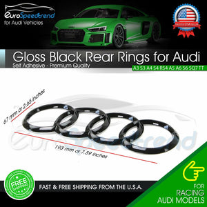 AUDI Rings Gloss Black Rear Trunk Lid Badge Logo Emblem for A1 A3 A4 S4 A5 S6 A6