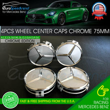 Load image into Gallery viewer, 75mm Silver Chrome Wheel Center Hub Caps Emblem 4PC Set For Mercedes Benz AMG Wreath