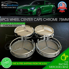 Load image into Gallery viewer, 75mm Silver Chrome Wheel Center Hub Caps Emblem 4PC Set For Mercedes Benz AMG Wreath
