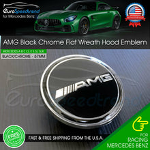 Load image into Gallery viewer, AMG Classic Front Hood Black Emblem Flat Laurel Wreath Badge Mercedes Benz 57mm