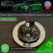 Load image into Gallery viewer, AMG Classic Front Hood Black Emblem Flat Laurel Wreath Badge Mercedes Benz 57mm