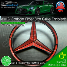 Load image into Gallery viewer, AMG Front Star Emblem Cover Sport Carbon Fiber Look Grill Badge Mercedes C E GL