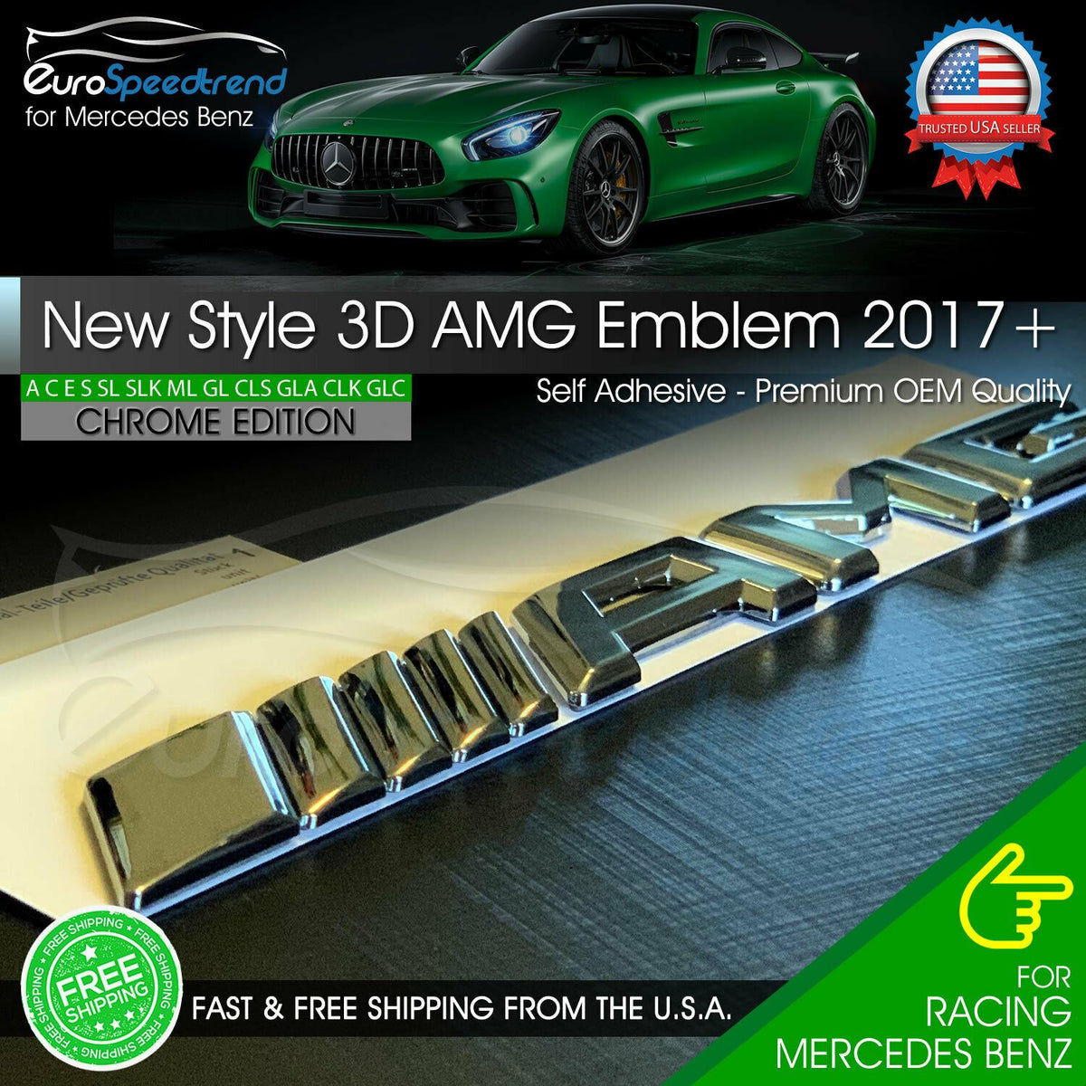 AMG Emblem Chrome Rear Trunk 3D Badge A C E S CL SL G OEM Pre-2013 Mer