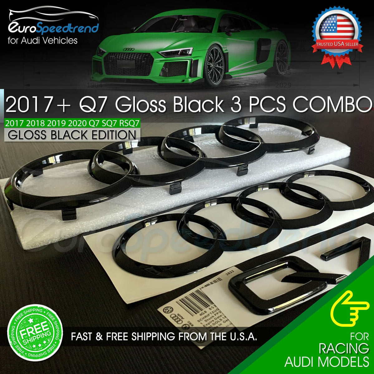 Q7 Gloss Black Badge Set – Auto Badge Shop
