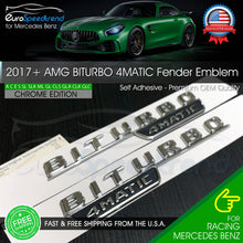 Load image into Gallery viewer, 2017+ BiTurbo 4Matic Chrome AMG Fender Emblem Benz C43 C63 E43 E63 Badge Side