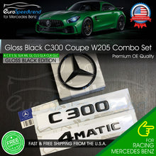 Load image into Gallery viewer, C300 Emblem 4MATIC Gloss Black W205 COUPE Trunk Star Badge Set AMG Mercedes Benz