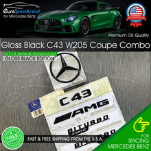 Load image into Gallery viewer, C43 AMG BITURBO 4MATIC Gloss Black Coupe Emblem Rear Star Badge Set Benz W205