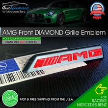 Load image into Gallery viewer, AMG Front Diamond Grille Emblem Mercedes Benz Radiator RED Badge C43 E43 OEM