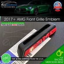 Load image into Gallery viewer, AMG Front Twin Blade Grille Red Emblem Mercedes Benz Badge W205 C63S C43 E63 OEM