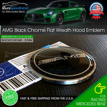 Load image into Gallery viewer, Universal AMG Black Hood Emblem Mercedes Benz Laurel 57mm Front Adhesive Badge