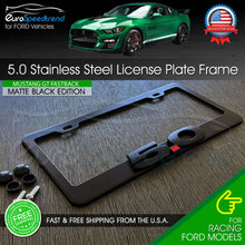 Load image into Gallery viewer, Black 5.0 Matte Black License Plate Frame Logo Front Rear Cover for Mustang GT