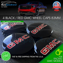Load image into Gallery viewer, 83mm Wheel Caps for GMC Black Center Hub Sierra Yukon Denali 2014-2021 GM 1500 3.25"