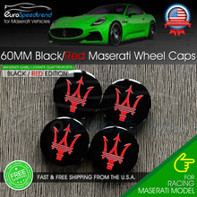 Load image into Gallery viewer, Maserati Black Red Wheel Center Cap 60mm Ghibli GTS Levante Quattroporte 4PCS OE