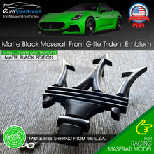 Load image into Gallery viewer, Maserati Matte Black Front Emblem 3D Trident Grille Badge OEM Ghibli Levanti