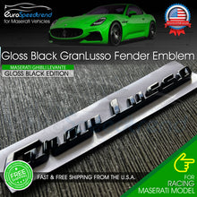 Load image into Gallery viewer, Maserati GranLusso Gloss Black Emblem 3D Fender Logo Badge Nameplate OEM Ghibli