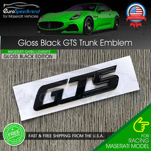 Load image into Gallery viewer, Maserati GTS Gloss Black Emblem 3D Trunk Logo Badge OEM Ghibli Quattroporte