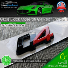 Load image into Gallery viewer, Maserati Q4 Gloss Black RED 4 Emblem 3D Trunk Logo Badge OE Ghibli Quattroporte