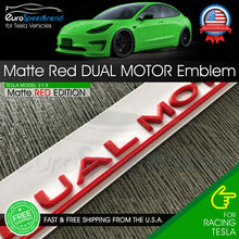 Load image into Gallery viewer, Tesla Model 3 Y X DUAL MOTOR Emblem Matte RED Rear Trunk Lid Badge Logo OE