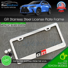 Load image into Gallery viewer, Black Red GR GazooRacing Silver Metallic License Plate Frame Logo 3D Cover USA