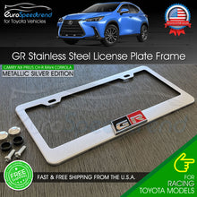 Load image into Gallery viewer, Black Red GR GazooRacing Silver Metallic License Plate Frame Logo 3D Cover USA