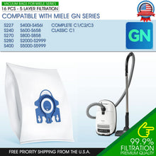 Load image into Gallery viewer, 16x Vacuum Bags + Filters for Miele GN FJM S2 S5 S8 C1 C2 C3 Self-Sealing Bags

